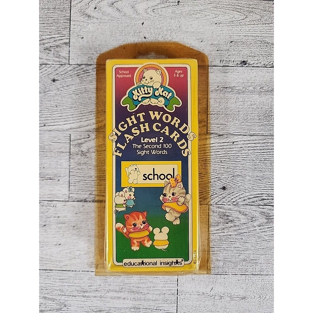 Vintage Kitty Kat Sight Words Flash Cards  School Approved 80s 90s 100 Words